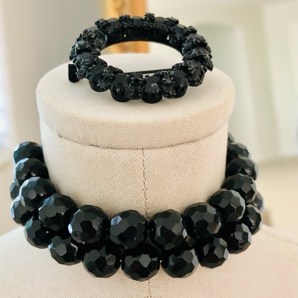 Vintage Black Deco Crystal Bracelet & Brooch 🖤🖤 - Picture 6 of 10